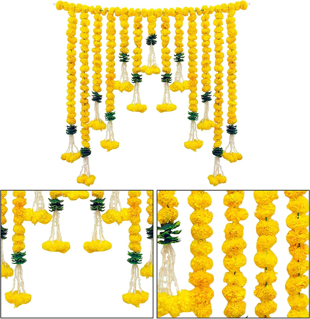 Marigold bandhanwar / Artificial Marigold Yellow Flowers Garlands Hanging Door Toran Latkans for All Festivals and Special Events ,Home, Office,Garden Diwali Decorations - Image 2