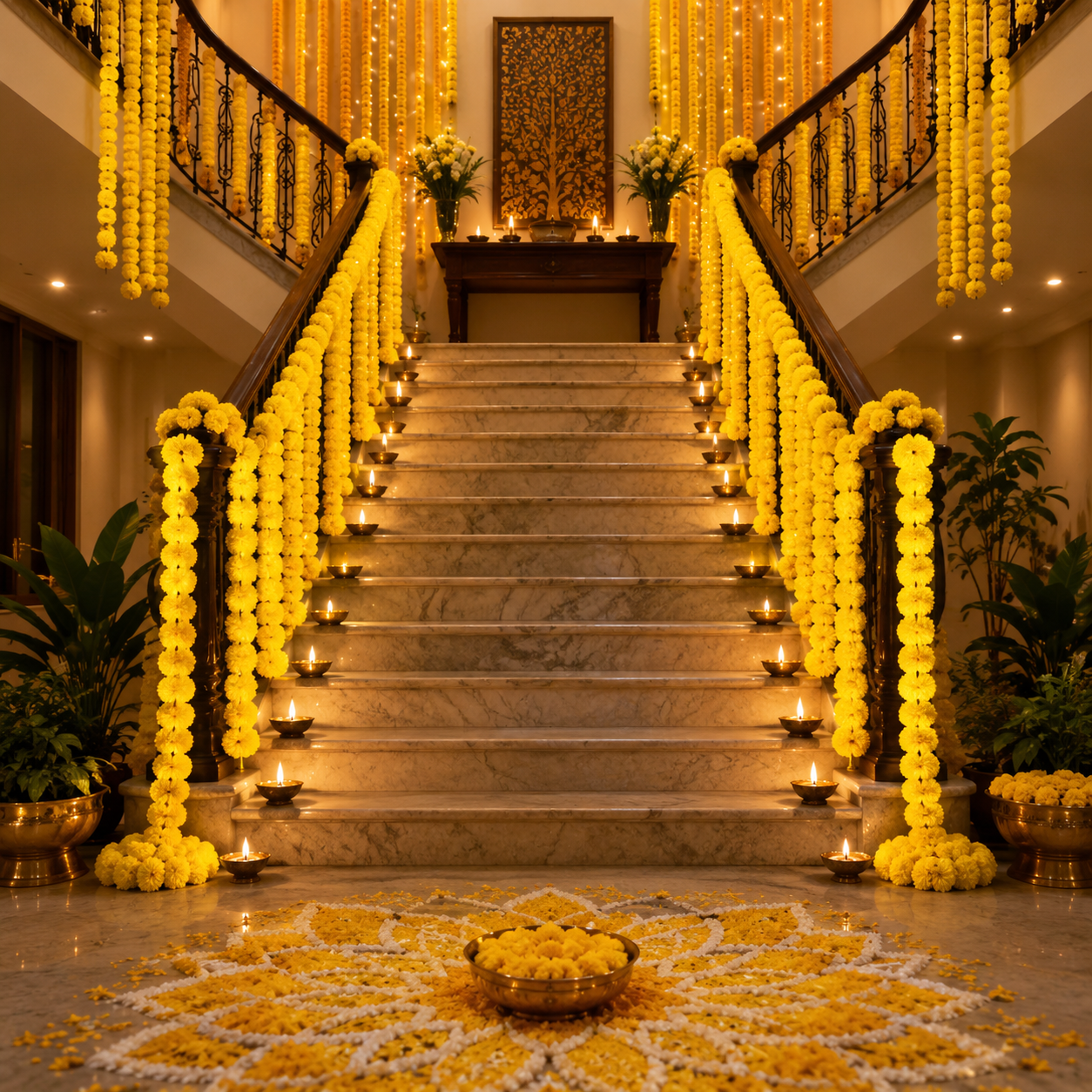 Bright Yellow Artificial Flower Genda Ladi - Image 2