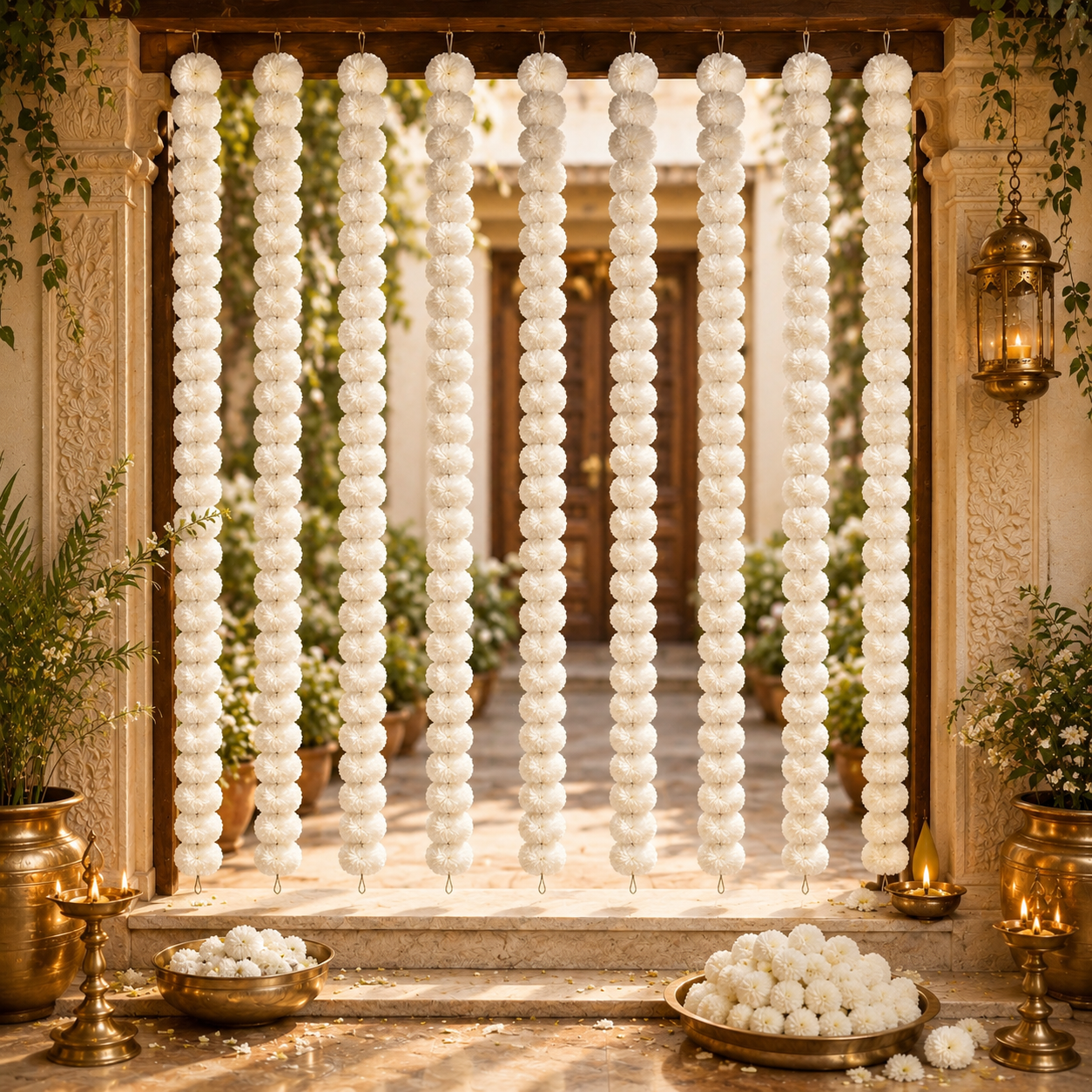 White Artificial Flower Genda Ladi