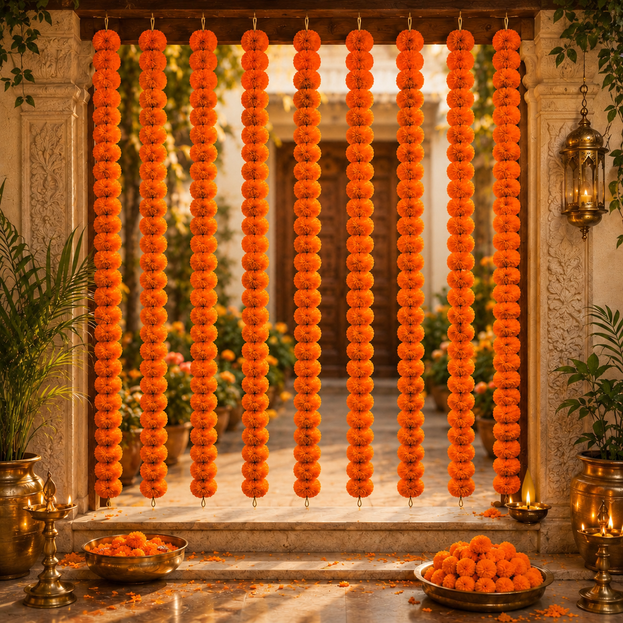 Orange Artificial Flower Genda Ladi